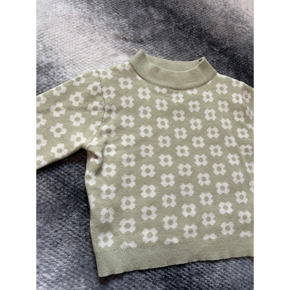 Princess Polly Ribbed Green Floral Mock Neck Pullover Sweater Size Small Medium - Picture 4 of 8